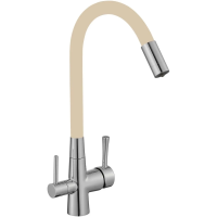 Смеситель для кухни Savol S-L1806L-12 с подключением к фильтру, гибким изливом, сатин/бежевый