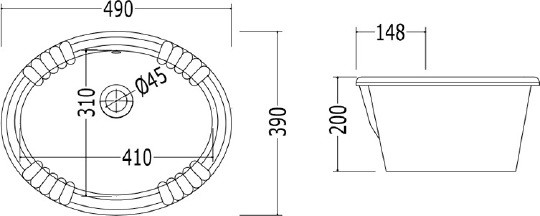 раковина встраиваемая сверху devon&devon victorian iblivic 49х39, белая