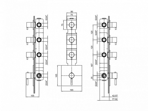 смеситель для душа fantini nostromo 42 02 4803b термостатический