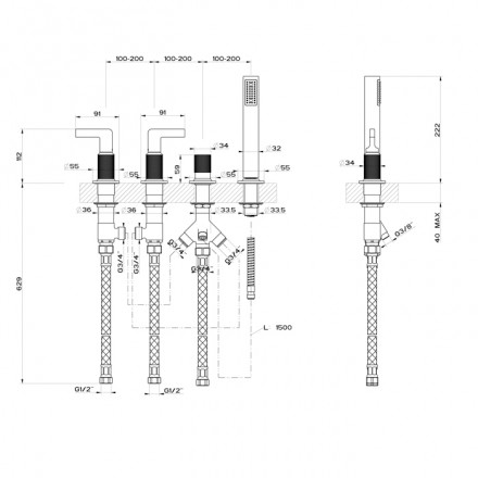 смеситель на борт ванны gessi inciso 58043#299