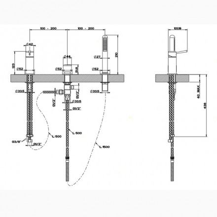 смеситель на борт ванны gessi goccia 33638#279