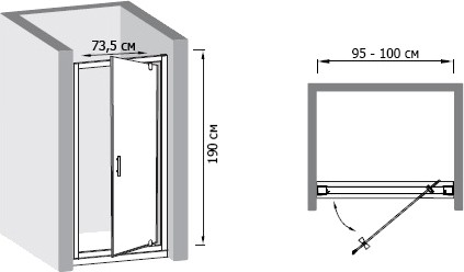 дверь для душевой кабины в нишу olive's granada d 95-100 см стекло матовое