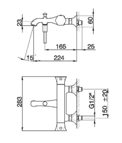 смеситель для ванны с душем cisal cherie cet2701021