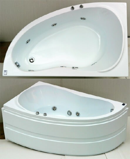 акриловая ванна bas алегра 150x90 l flat (вг00002), гидромассажная