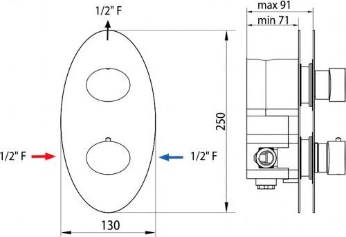 смеситель для душа bossini oval z006210 cr термостат с внутренней частью