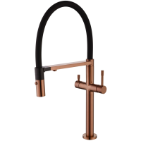 Смеситель для кухни Boheme Uno 115-CB с подключением к фильтру, гибким изливом, медь матовая