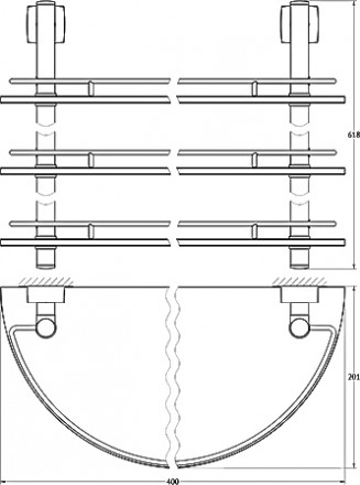 Полка стеклянная FBS Esperado ESP 082 3-ярусная 40 см