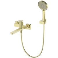 Смеситель для ванны Wonzon & Woghand Frame WW-88639010-BG с душевым гарнитуром, золотой матовый