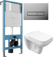 Комплект 3 в 1 Унитаз подвесной STWORKI Дублин SETK3504-0605-001-1-6000 + Инсталляция Aqueduto Tecnica TEC01 + Кнопка Retangulo RET0100 цвет хром