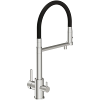 Смеситель для кухни Cersanit Zen A68249 с подключением к фильтру, гибким изливом, хром/черный