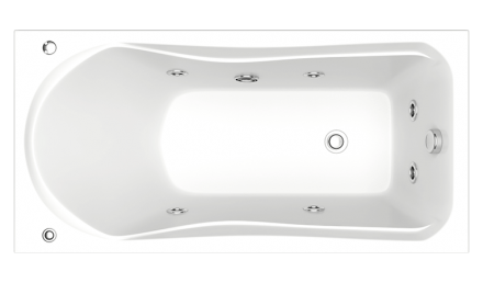 акриловая ванна bas бриз 150x75 flat (вг00032), гидромассажная