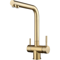 Смеситель для кухни Shevanik S468G с подключением к фильтру, золотой матовый