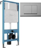 Комплект Инсталляция Aqueduto Tecnica TEC01 крепление к полу и стене, с регулировкой по высоте + Кнопка Quadrado QUA0100 хром