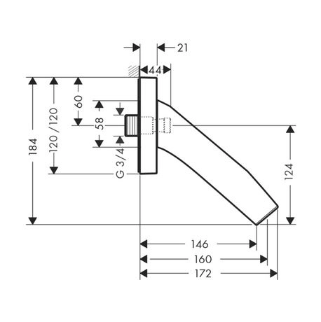 излив axor starck organic 12417000 для ванны, хром
