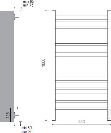 полотенцесушитель электрический terminus ватикан п12 500x1000 4660059580234