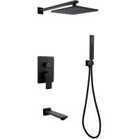 Душевая система Abber Weiss Insel скрытого монтажа с изливом, черная матовая (AF8017B)