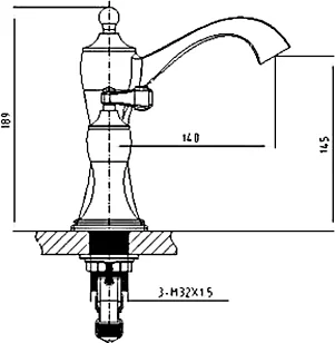 смеситель для раковины timo unari 7511/04f black antique