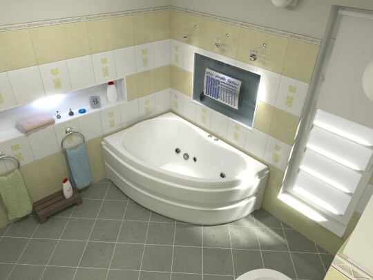 акриловая ванна bas алегра 150x90 l flat (вг00002), гидромассажная