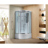 Душевая кабина Black&White Galaxy G5503 100х100 с гидромассажем профиль Серебристый хром задняя стенка Белая