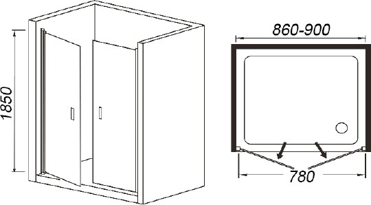 дверь для душевой кабины в нишу weltwasser ww600 600k2-90