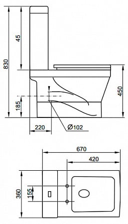 бачок с двойным сливом 3/6л cezares prati-a czr-233a