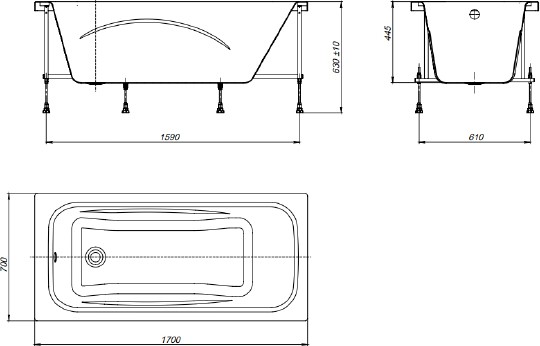 акриловая ванна roca line 170x70 zru9302924 без гидромассажа