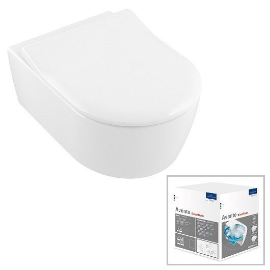 унитаз villeroy&boch avento 5656rs01 подвесной, с сиденьем микролифт, тонкое, белый