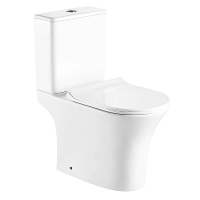 Унитаз компакт Azario Fretta Round N AZ-7121 напольный, безободковый, с бачком и сиденьем микролифт, 65х34х79 см, белый