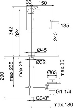 смеситель для раковины treemme vela 5812.cc.vl
