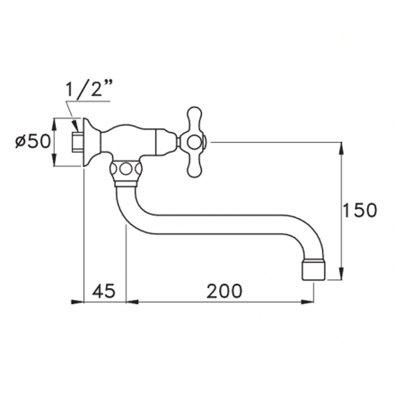 смеситель для раковины stella roma rm 04004 cr00, 3194/200, излив 200мм