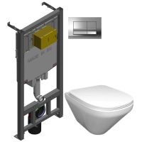Комплект унитаза с инсталляцией Jacob Delafon Modern Life E21773RU-00 с сиденьем микролифт и клавишей смыва хром глянцевый