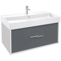 Тумба под раковину 100 см Jacob Delafon Vivienne EB1668-J5-J54 подвесная, белый глянец/серый матовый