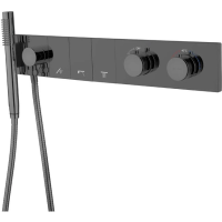 Термостат для ванны Boheme Zodiac 133-SYS-SGM встраиваемый, с душевым гарнитуром, графит глянец