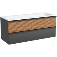 Тумба с раковиной Sancos Delta DL120GR + CN7017 121 см, подвесная, дуб красный/графит матовый