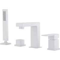 Смеситель на борт ванны Abber Daheim AF8213W с душевым гарнитуром, белый матовый