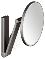 Косметическое зеркало Keuco iLook Move 17612 с подсветкой, настенное, с увеличением, шлифованный черный титан, с сенсорной панелью