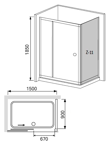 душевой уголок rgw classic cl-45 150x90 профиль хром, стекло прозрачное