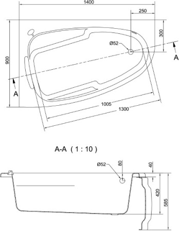 акриловая ванна cersanit joanna 140x90 l wa-joanna*140-l