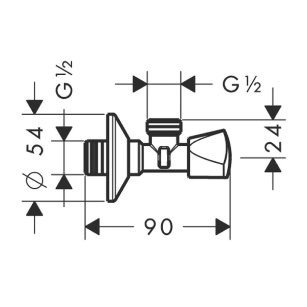 угловой вентиль 1/2"×1/2" hansgrohe 13903000