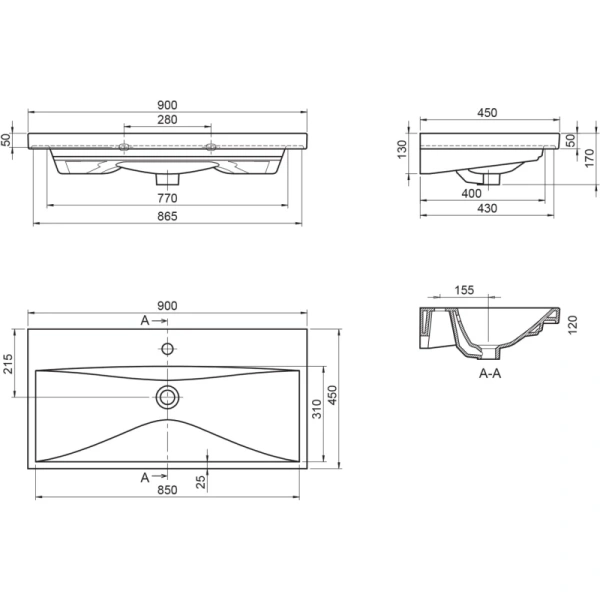 раковина belbagno 90 bb-0323-90-lvb белая