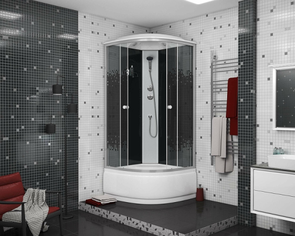 душевая кабина niagara ng-7508-14 (90х90х215) высокий поддон(40см) стекло мозаика