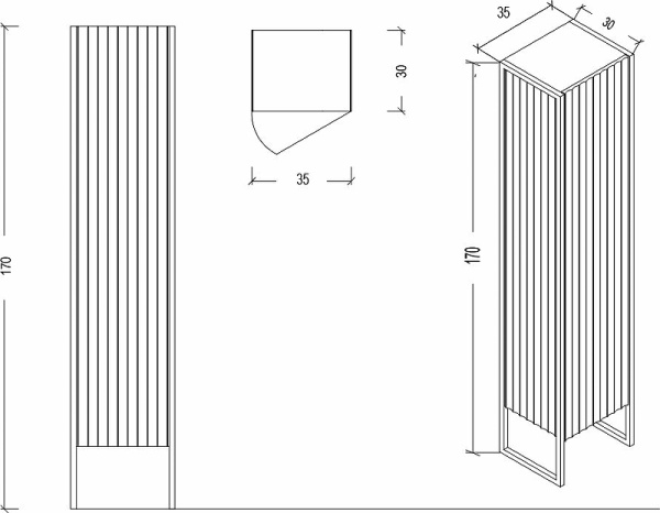 шкаф пенал boheme armadi art monaco 35 l 868-bcr-l черный глянец хром