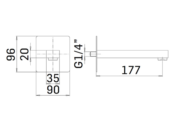 излив настенный mamoli euclide 22170000d12k, 177мм, цвет черный матовый