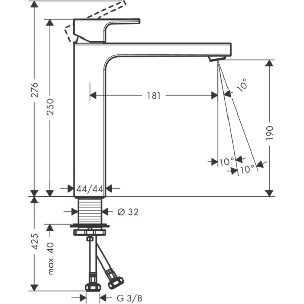 смеситель для раковины без донного клапана hansgrohe vernis shape 71591000