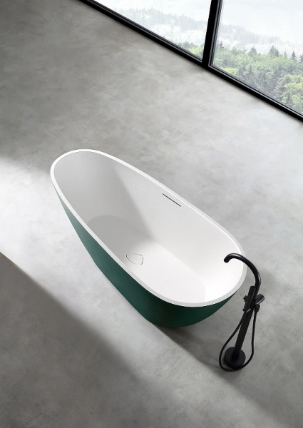 ванна из искусственного камня abber dortmund 170x75 am9911mbg темно-зеленая матовая без гидромассажа