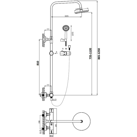 душевая система agger thermo a2451244 цвет черный