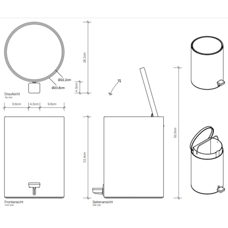 ведро для мусора decor walther universal 0613650 цвет белый матовый