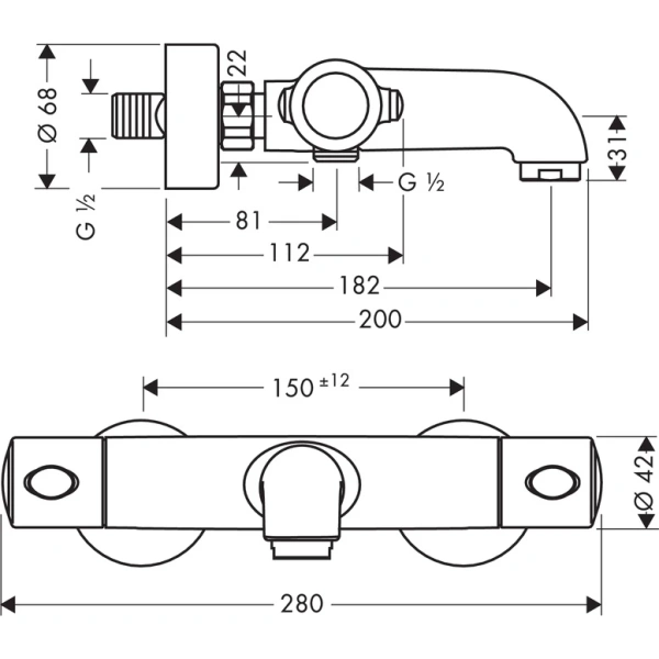термостат для ванны hansgrohe ecostat 1001 sl 13241000