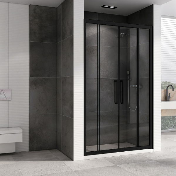 душевая дверь abber schwarzer diamant 170 ag33170bh профиль черный, стекло прозрачное