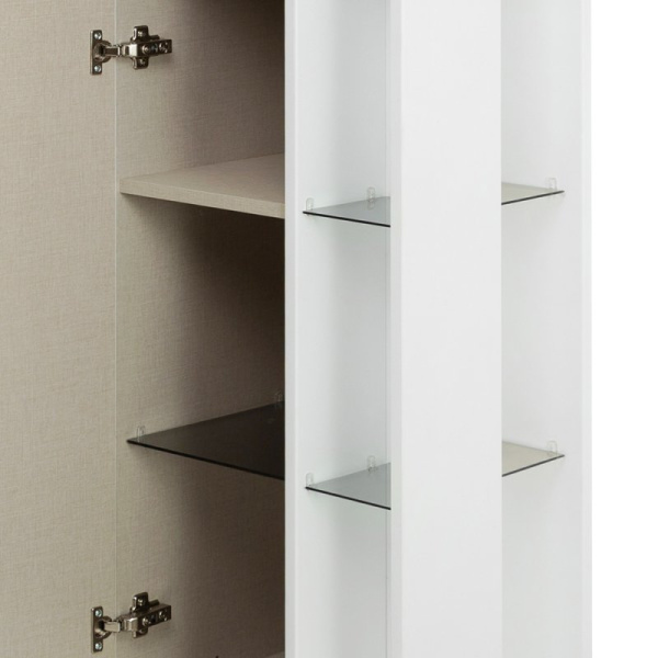 шкаф-пенал cezares 53172, с открытыми полками и распашной дверкой, цвет rovere scuro soft